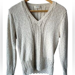 Vintage British Vogue Wintuk Ivory Textured Popcorn Knit V-Neck Sweater